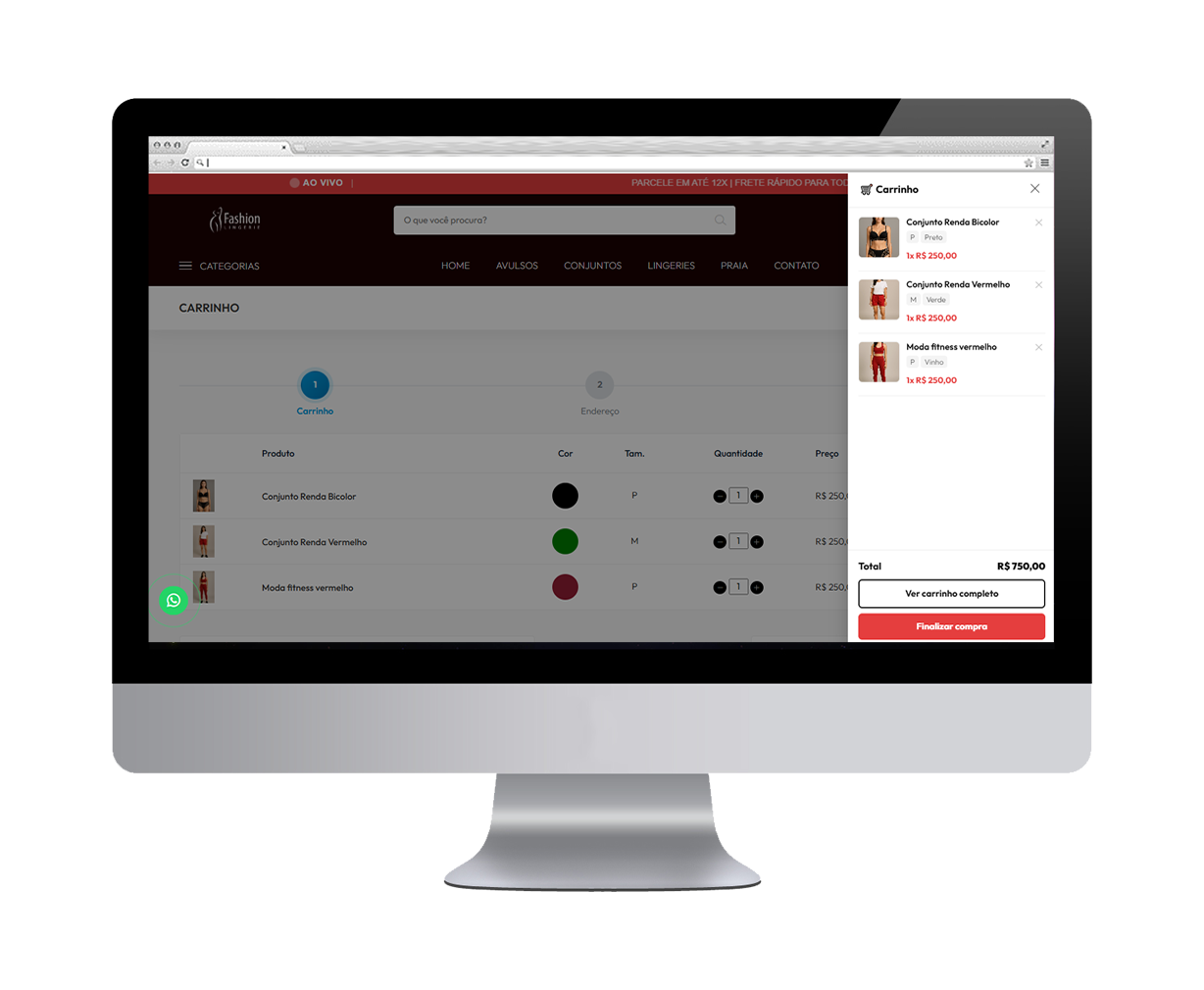 Mockup da plataforma ChronuShop